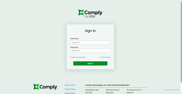 Security scan screenshot of https://myriacompliance.com
