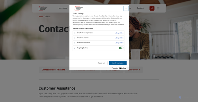 Security scan screenshot of https://www.aep.com/contact/