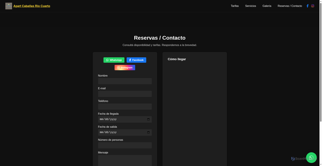 Security scan screenshot of http://cabaniasriocuarto.com.ar/contacto.html