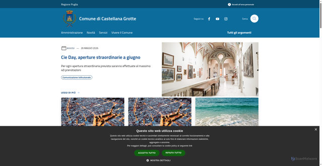 Security scan screenshot of https://www.comune.castellanagrotte.ba.it/