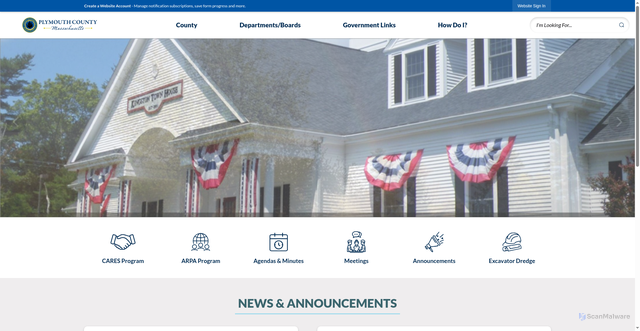 Security scan screenshot of https://plymouthcountyma.gov/