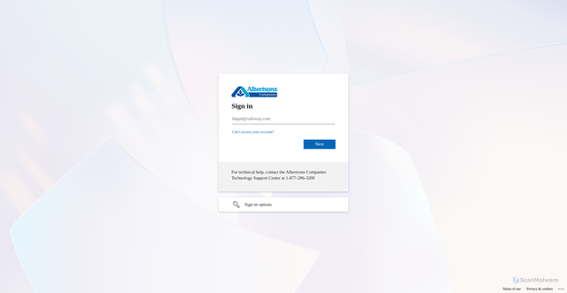 Security scan screenshot of https://safeway.service-now.com