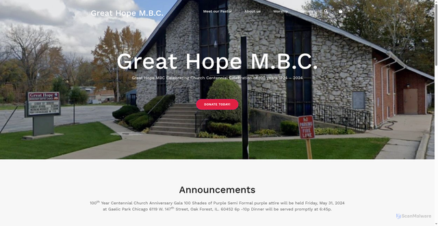 Security scan screenshot of https://thegreathopembchurch.org
