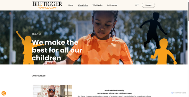 Security scan screenshot of https://bigtiggerfoundation.com/about-us/