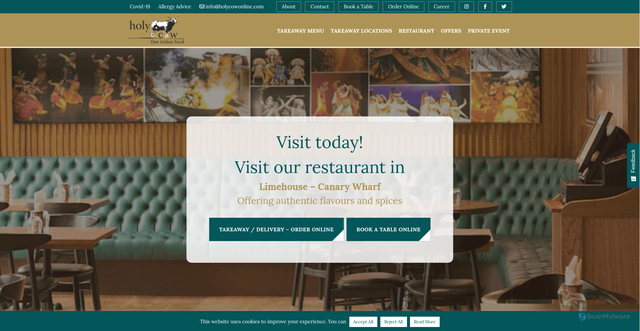 Security scan screenshot of https://holycowonline.com/