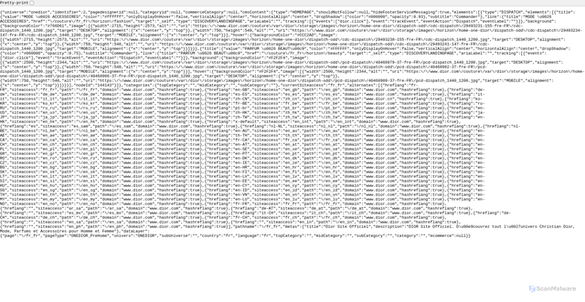 Security scan screenshot of https://api-fashion.dior.com