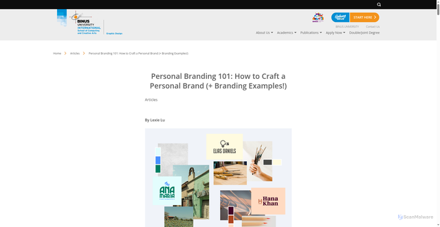 Security scan screenshot of https://international.binus.ac.id/graphic-design/2023/12/08/personal-branding-101-how-to-craft-a-personal-brand-branding-examples/