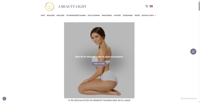 Security scan screenshot of https://abeautylight.se