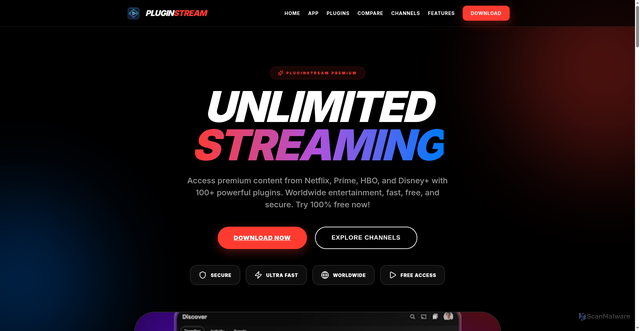 Security scan screenshot of https://pluginstream.pages.dev/index.html