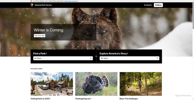 Security scan screenshot of https://nps.gov/index.htm