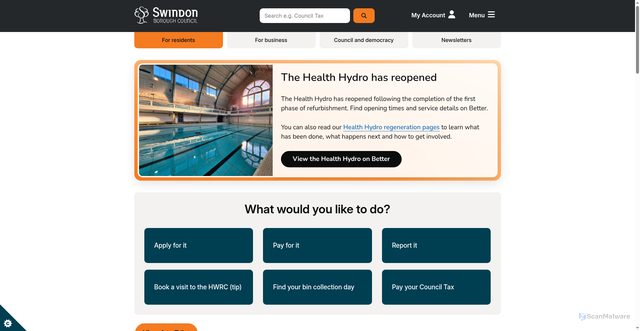 Security scan screenshot of https://www.swindon.gov.uk:443/