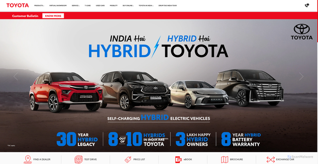 Security scan screenshot of https://www.toyotabharat.com/