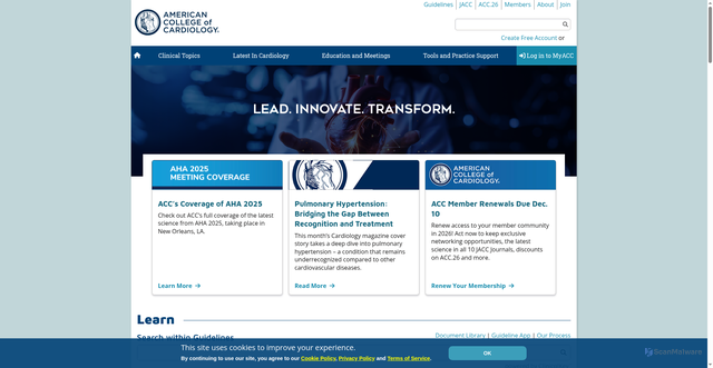 Security scan screenshot of https://www.acc.org/