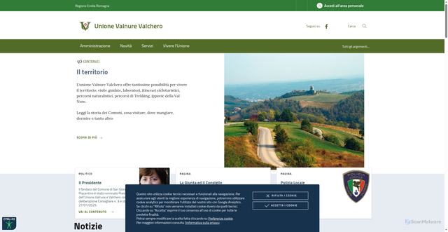 Security scan screenshot of https://www.unionevalnurevalchero.it/