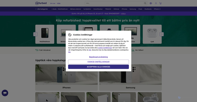 Security scan screenshot of https://refurbed.com