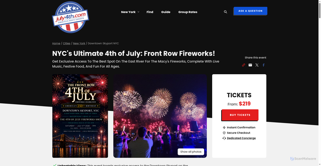 Security scan screenshot of https://www.july4th.com/e/downtown-skyport-4th-of-july-nyc-fireworks