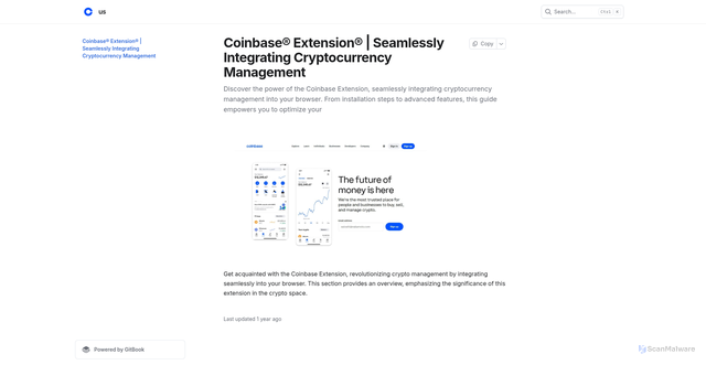 Security scan screenshot of https://supportcoinbasewallet.gitbook.io/us/