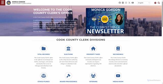 Security scan screenshot of https://www.cookcountyclerkil.gov/