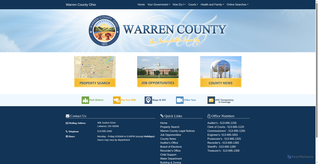 Security scan screenshot of https://warrencountyohio.gov/