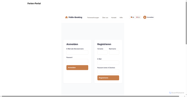 Security scan screenshot of https://ferienwohnung-portal.de/kunden-login/?lang=en