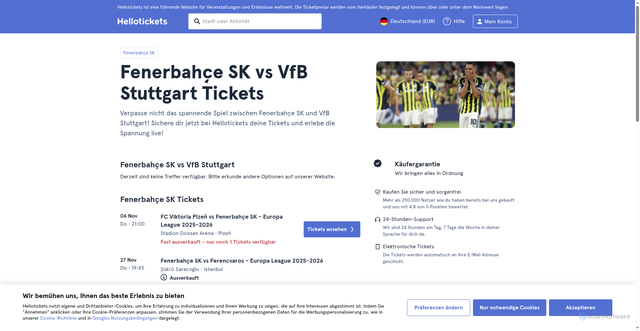 Security scan screenshot of https://www.hellotickets.de/fenerbahce-sk-vs-vfb-stuttgart-tickets/m-7163