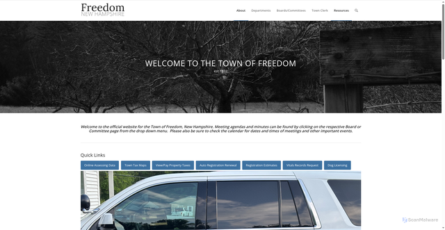 Security scan screenshot of https://townoffreedomnh.gov/
