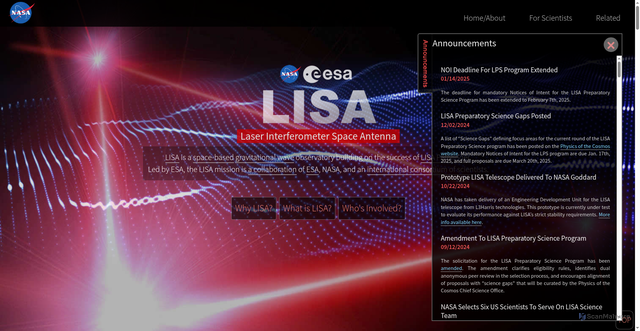 Security scan screenshot of https://lisa.nasa.gov/
