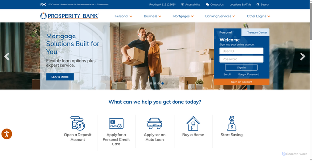 Security scan screenshot of https://prosperity.bank