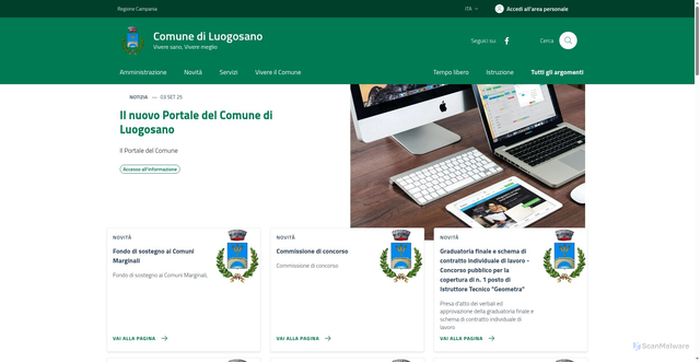 Security scan screenshot of https://www.comune.luogosano.av.it/