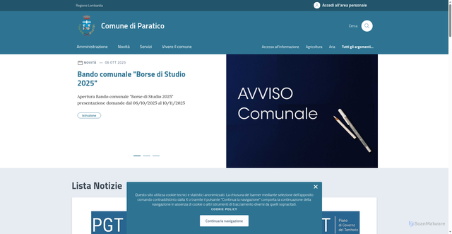 Security scan screenshot of https://comune.paratico.bs.it/