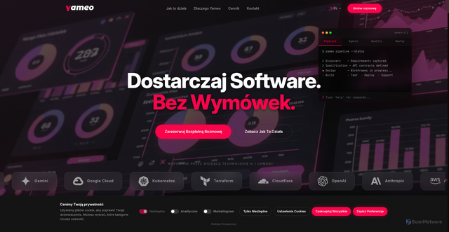 Security scan screenshot of https://ai-delivery.yameo.eu/pl/
