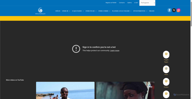 Security scan screenshot of https://www.visitmozambique.gov.mz/