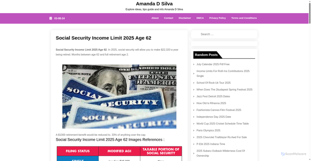 Security scan screenshot of https://amandadsilvag.pages.dev/yqbas-social-security-income-limit-2025-age-62-sqjij/