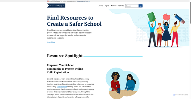 Security scan screenshot of https://schoolsafety.gov/