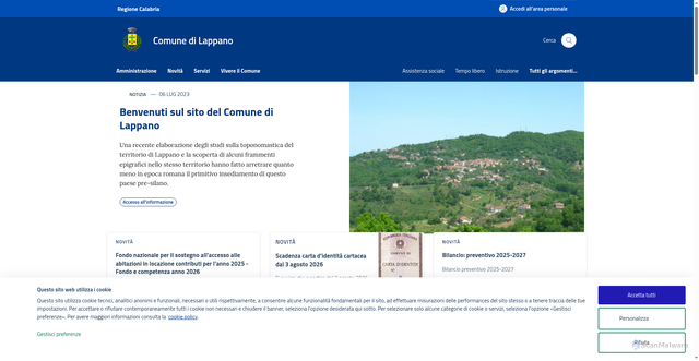 Security scan screenshot of https://www.comune.lappano.cs.it/
