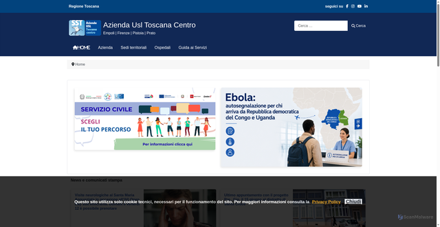 Security scan screenshot of https://www.uslcentro.toscana.it