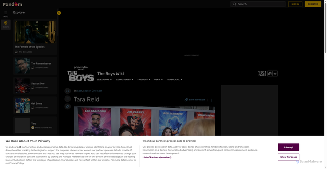 Security scan screenshot of https://the-boys.fandom.com/wiki/Tara_Reid