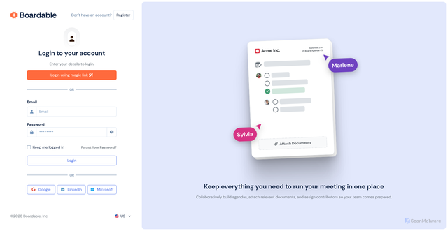 Security scan screenshot of https://app.boardable.com