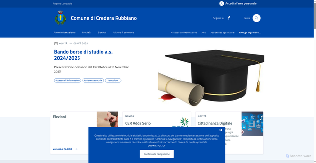 Security scan screenshot of https://comune.crederarubbiano.cr.it/