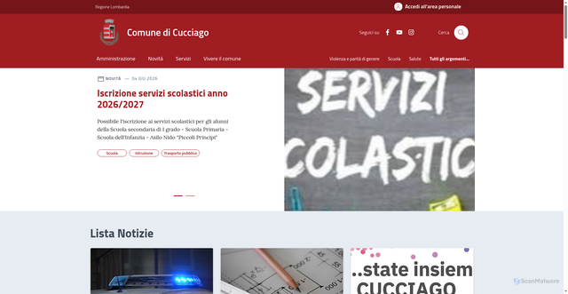 Security scan screenshot of https://www.comune.cucciago.co.it