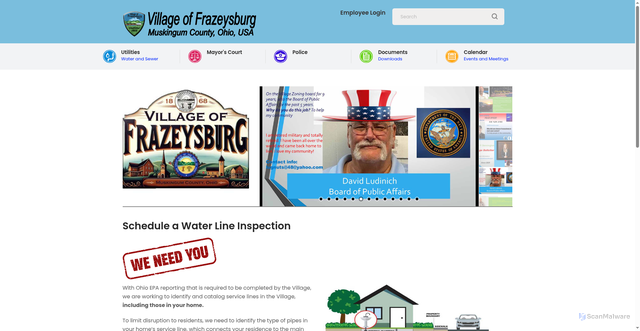 Security scan screenshot of https://frazeysburg.gov/