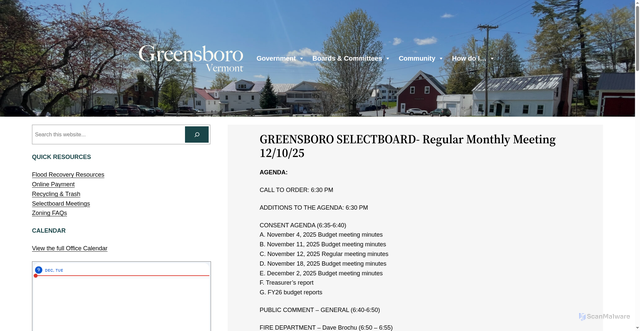 Security scan screenshot of https://greensborovt.gov/