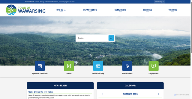 Security scan screenshot of https://www.wawarsingny.gov/