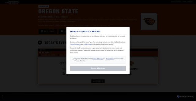 Security scan screenshot of https://oregonstate.statbroadcast.com/