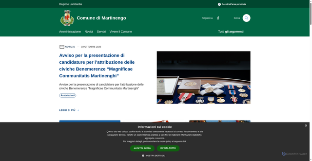 Security scan screenshot of https://www.comune.martinengo.bg.it/it