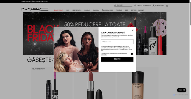 Security scan screenshot of https://www.maccosmetics.ro/