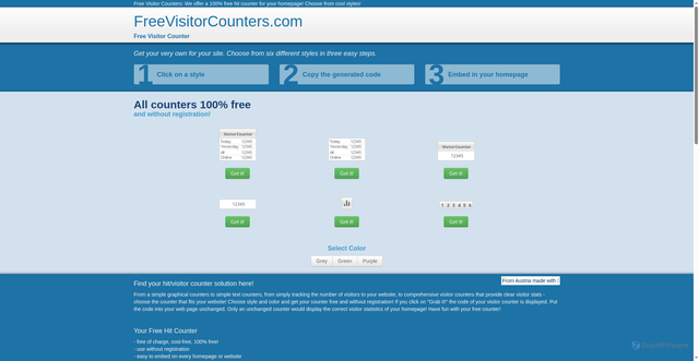 Security scan screenshot of https://freevisitorcounters.com