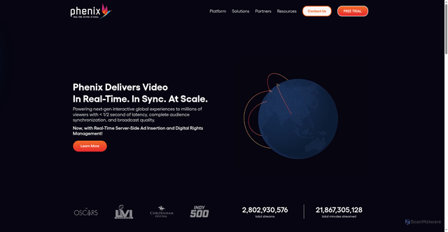 Security scan screenshot of https://pcast.phenixrts.com