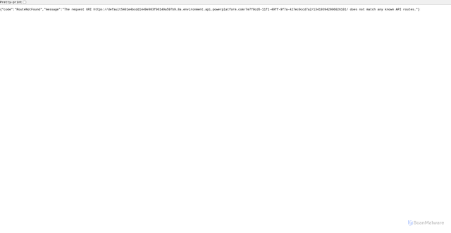 Security scan screenshot of https://default5401e4bcdd1449e983f06149a597b9.8a.environment.api.powerplatform.com