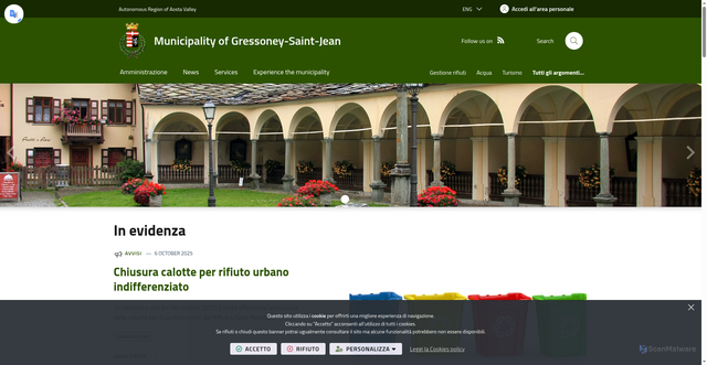 Security scan screenshot of https://www.comune.gressoneystjean.ao.it/it-it/home